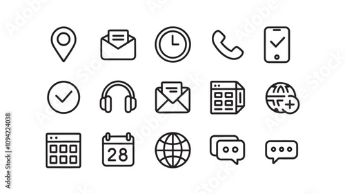 Collection of communication icons or communication tools, smartphone, landline telephone, email