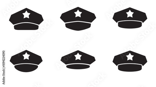 Police service cap vector icon set 