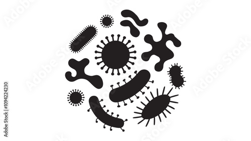 Viruses and bacteria On a white background. Pandemic, biohazard.