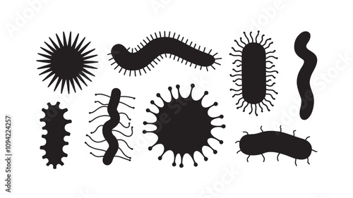 Viruses and bacteria On a white background. Pandemic, biohazard.
