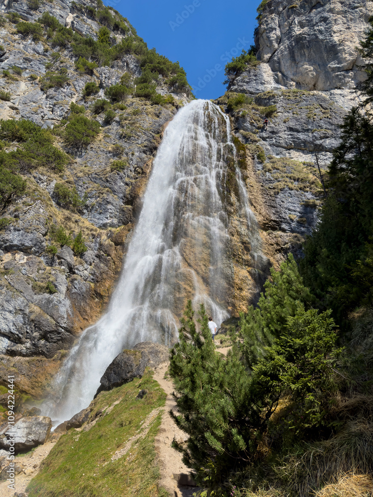 dalfazer waterfall during Spring time with deep blue background sky dalfazer waterfall during Spring time with deep blue background sky