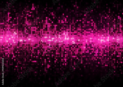 Digital Pixel Equalizer Graphic Display Abstract LED Background in Pink Shades on Black