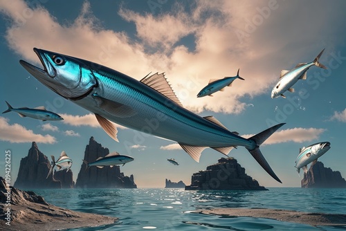 Stunning 3D Visualization of Mackerel Sky with Atmospheric Effects and Dreamlike Landscapes