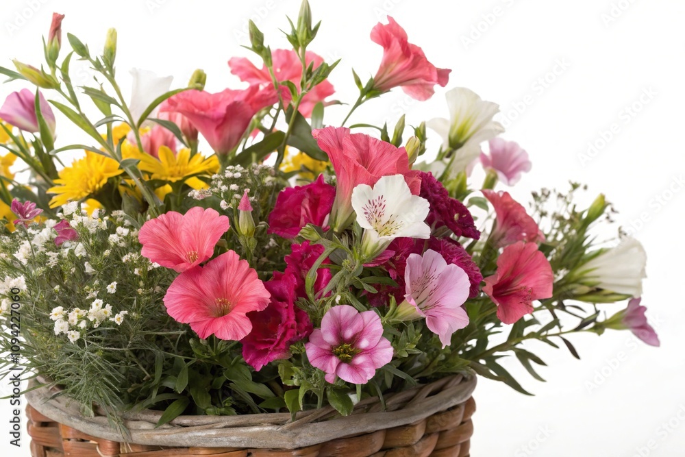 Obraz premium Vibrant Godetia Clarkia farewell to spring flower arrangement, , farewell to spring, flower crowns, arrangements