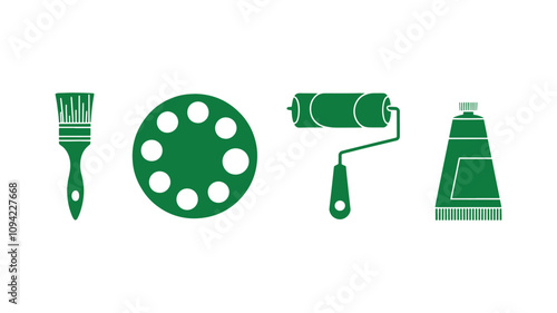 Painting set icon. Contains icons paint brush