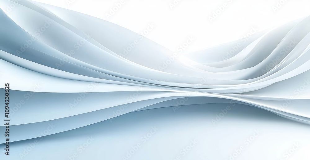 Obraz premium Abstract Digital Artwork Smooth Flowing White Curves Light Gray Background
