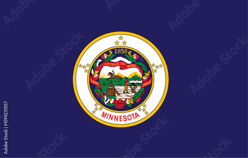 Official flag of the US state of Minnesota Vector illustration

