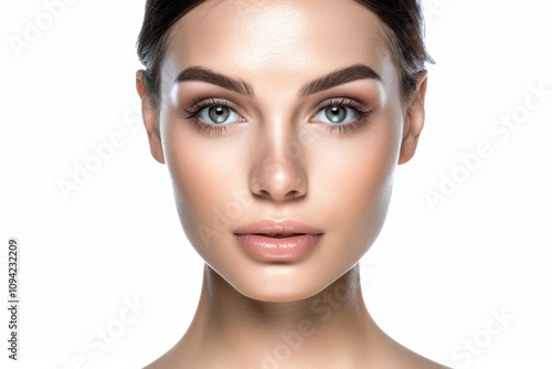 Beautiful woman with glowing skin and a healthy look, exuding a fresh, natural vibe