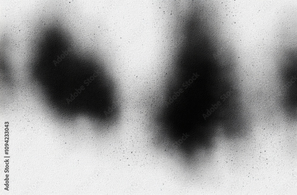 Abstract Black and White Grainy Texture Background with Blurred Shapes and Soft Noise Effect