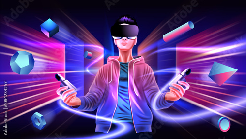 Immersive VR Adventure – Premium Sci-Fi Digital Art for Tech, Metaverse, and Virtual Gaming