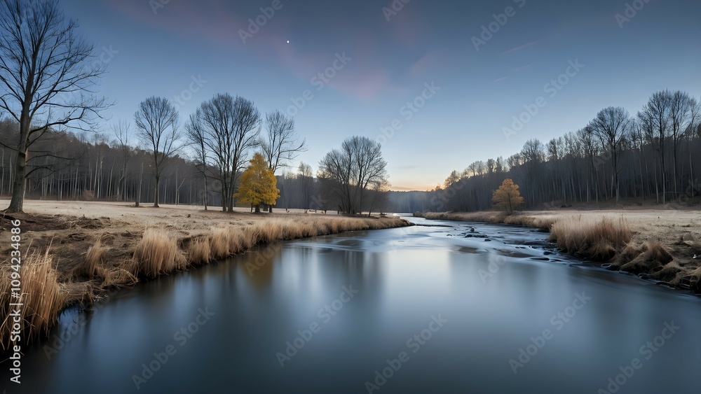 landscape with lake and trees landscape with lake and trees