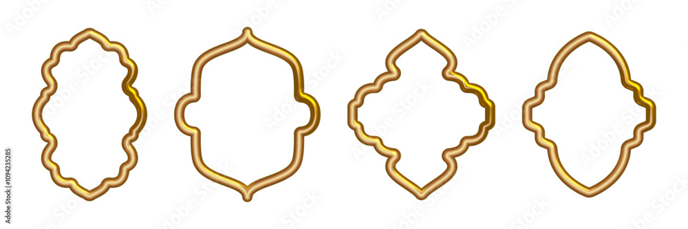 Beautiful golden arabian frame set. 3d islamic gold frames collection Beautiful golden arabian frame set. 3d islamic gold frames collection