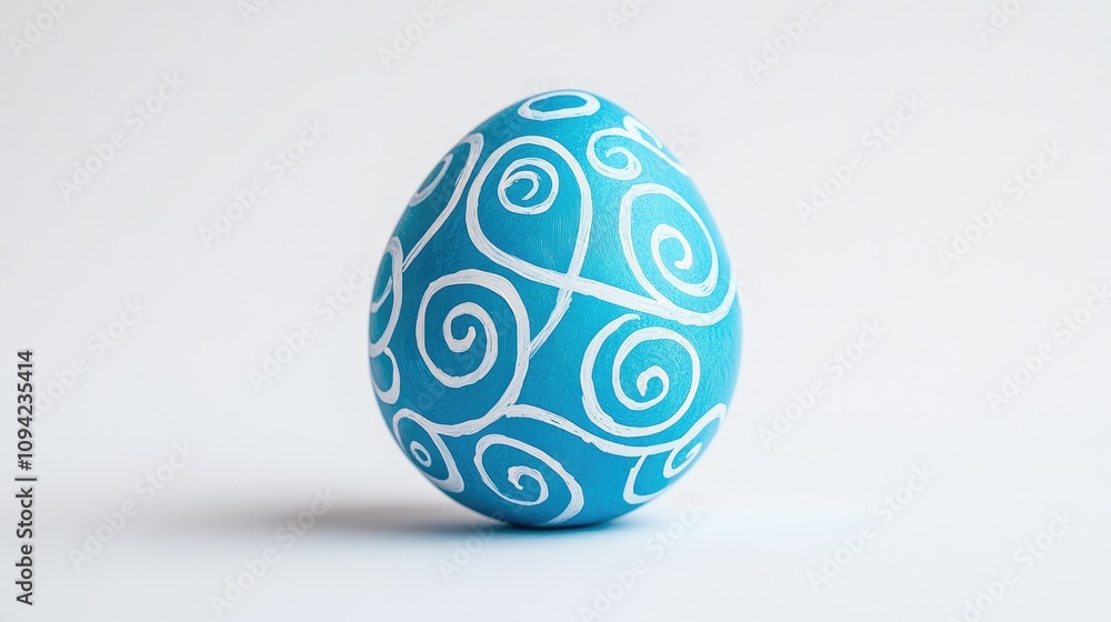 Beautifully Hand-Painted Blue Egg with Intricate White Swirl Patterns, Perfect for Easter Decor and Spring Celebrations, Showcasing Artistic Craftsmanship and Colorful Design Beautifully Hand-Painted Blue Egg with Intricate White Swirl Patterns, Perfect for Easter Decor and Spring Celebrations, Showcasing Artistic Craftsmanship and Colorful Design