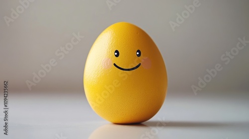 Wallpaper Mural Cheerful Yellow Egg Character With Smiley Face on a Soft Background, Perfect for Illustrations, Greetings, and Whimsical Designs in Various Contexts Torontodigital.ca
