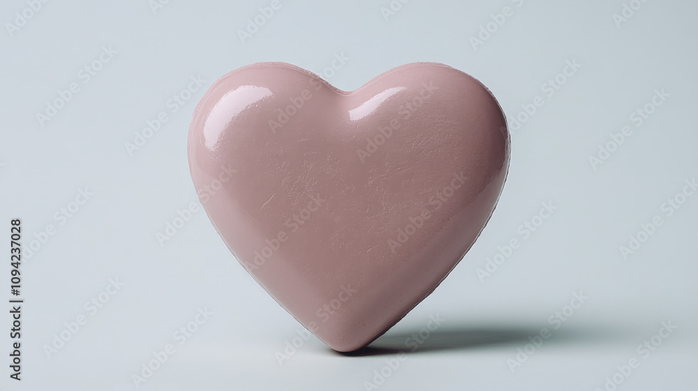 polished pink heart with reflective surface, symbolizing love and affection polished pink heart with reflective surface, symbolizing love and affection