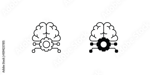 deep learning set icon with white background vector stock illustration