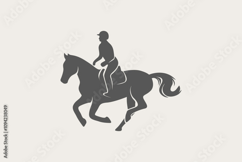 Horse rider race silhouette symbol or logo vector