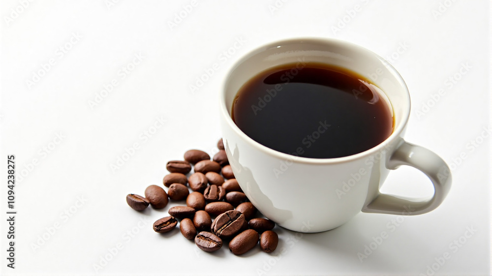 cup of coffee with beans cup of coffee with beans