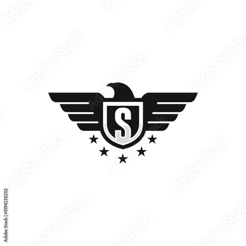 Initial S eagle shield logo template vector