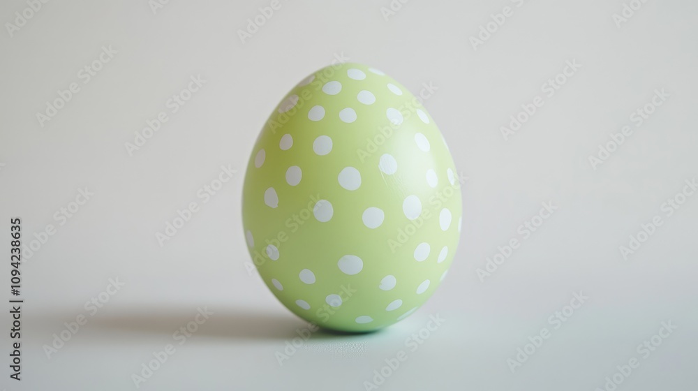 Charming Green Easter Egg with White Polka Dots on a Minimalist Background for Festive and Seasonal Decor Themes Charming Green Easter Egg with White Polka Dots on a Minimalist Background for Festive and Seasonal Decor Themes