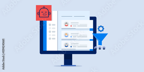 Sales funnel creation and generating lead AI business solution, marketing automation with artificial intelligence technology.