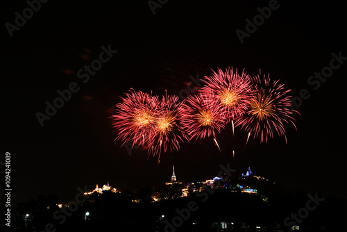 Light and fireworks show in Phra Nakhon Khiri annual fair. photo