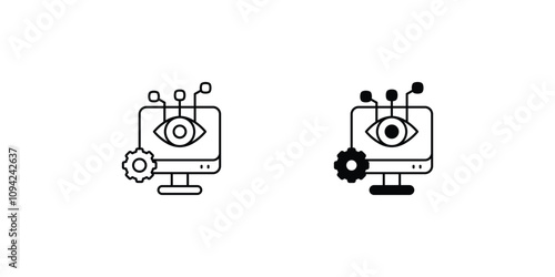 computer vision set icon with white background vector stock illustration