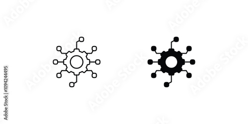 automated system set icon with white background vector stock illustration