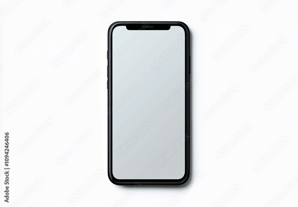 Sleek Black Smartphone with Blank Screen on White Background for Mobile App Design Mockup Sleek Black Smartphone with Blank Screen on White Background for Mobile App Design Mockup