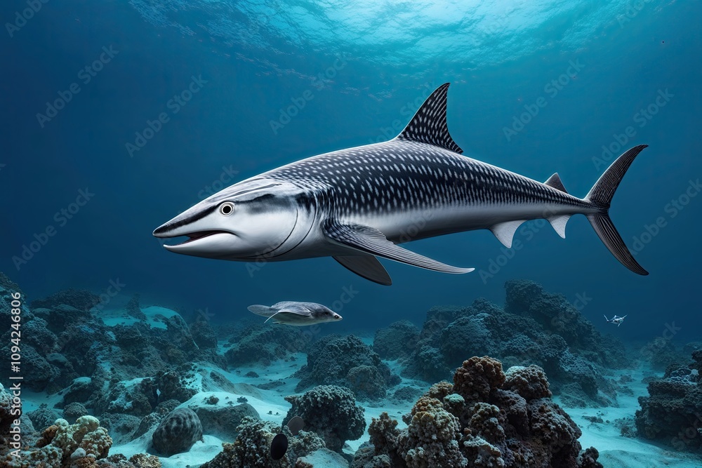 Naklejka premium Stealthy Ocean Predator Revealed in Stunning Marine Life Visualization