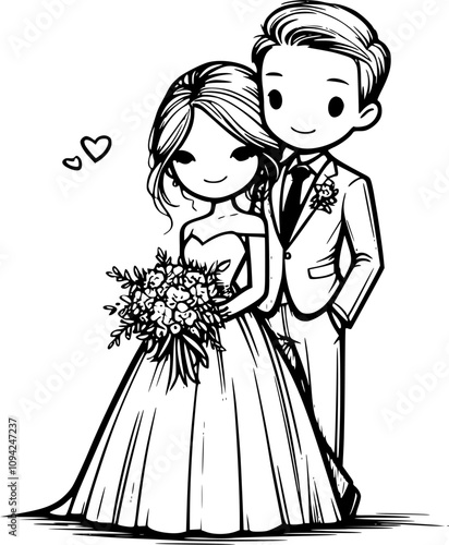 wedding vector illustrations, love illustrations, couple cliparts