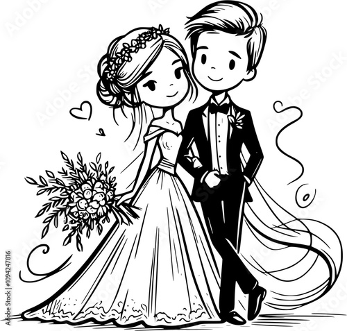 wedding vector illustrations, love illustrations, couple cliparts