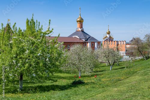 Sunny May day in St. Barsanuphius Monastery. Pokrovskie Selishchi, Mordovia. Russia photo