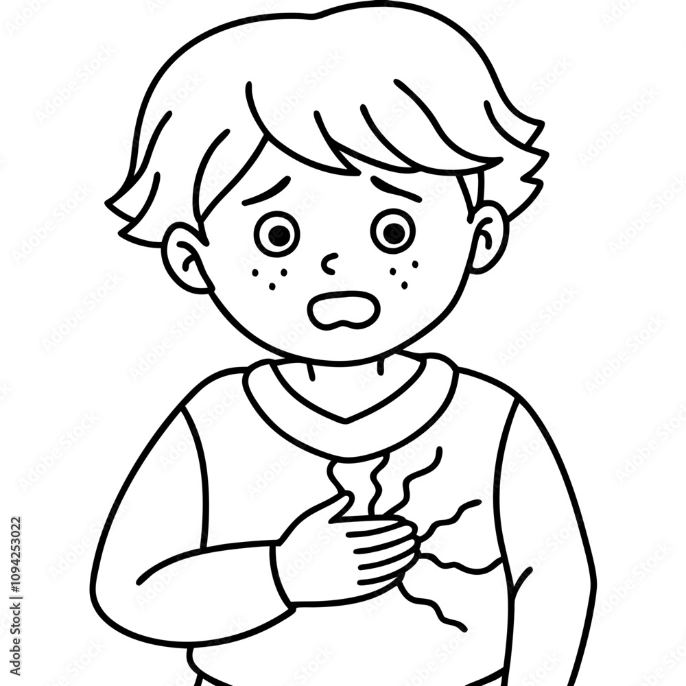 child with heartburn illustration child with heartburn illustration
