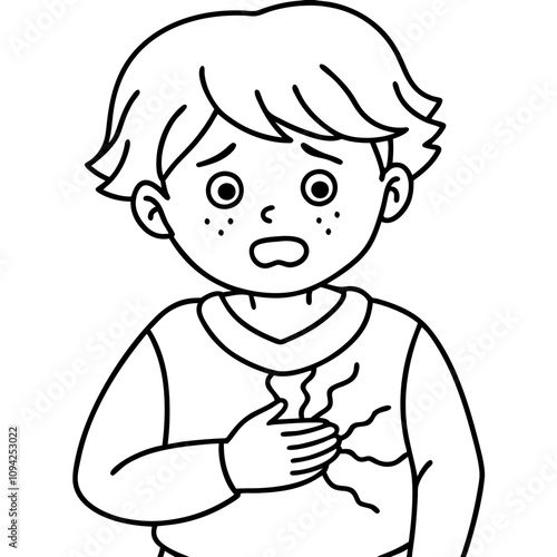 child with heartburn illustration