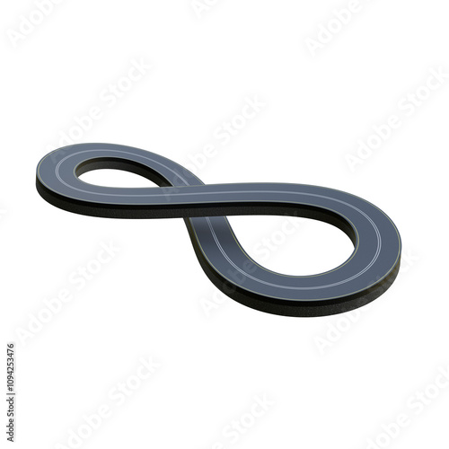 3D Infinity Loop Road Design: Winding Asphalt Highway Curves Through Floating Landscapes, Sunny Sky, and Endless Loops Symbolizing Speed, Mobility, Innovation, and Boundless Opportunities png