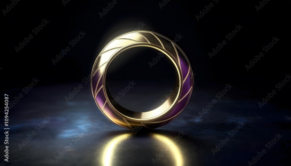 Gold ring with geometric patterns, minimalist aesthetic, 3D illustration, ring jewelry, trendy, aesthetic. Gold ring with geometric patterns, minimalist aesthetic, 3D illustration, ring jewelry, trendy, aesthetic.
