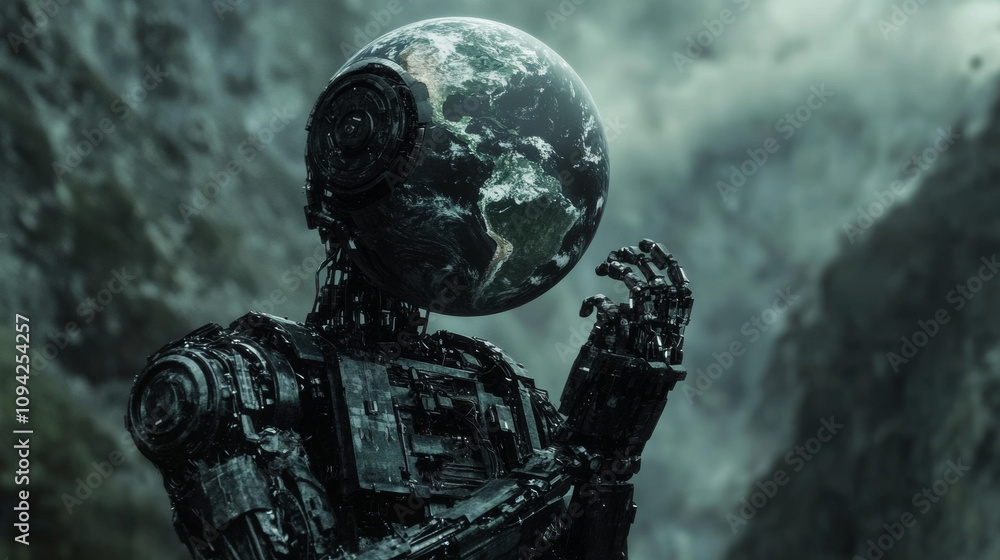 A robot holds the Earth. This image shows how AI is changing the world. A robot holds the Earth. This image shows how AI is changing the world.