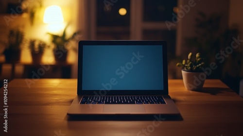 Evening workspace setup cozy home office digital productivity indoor space overhead view focused ambience for creativity