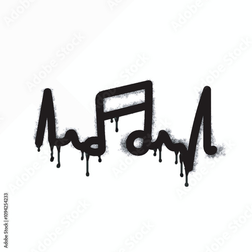 
Spray melody pulse icon isolated on white background. melodic pulse graffiti icon 
with an overspray of black on white. Vector illustration.