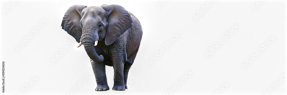 Fototapeta premium A majestic elephant in watercolor, with soft gray tones and a sense of grandeur, set on a transparent background.