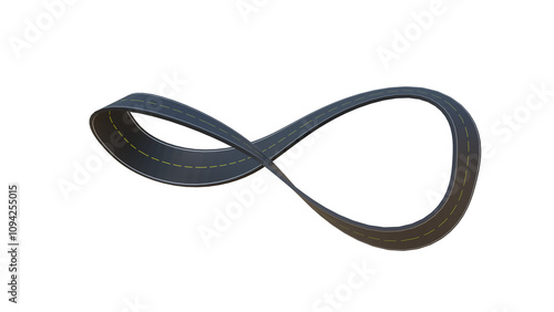 3D Infinity Loop Road Design: Winding Asphalt Highway Curves Through Floating Landscapes, Sunny Sky, and Endless Loops Symbolizing Speed, Mobility, Innovation, and Boundless Opportunities png