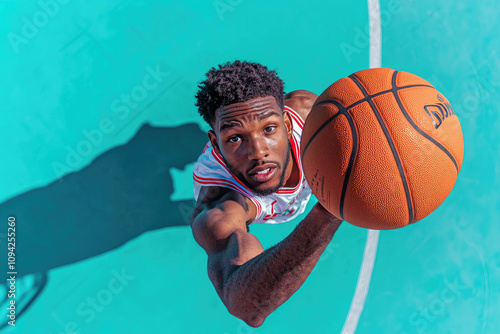 dynamic shot of basketball player preparing to dunk