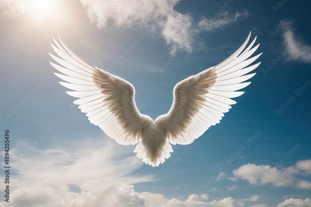 Stunning Isolated Image of White Feather Angel Wings in Flight Stunning Isolated Image of White Feather Angel Wings in Flight