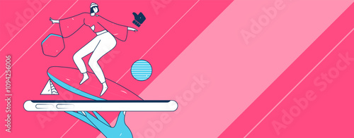 Virtual characters social communication concept business flat vector hand drawn illustration
