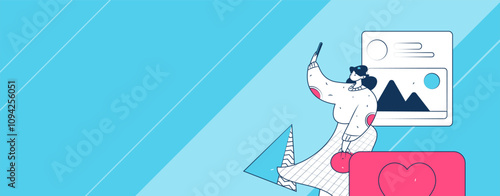 Virtual characters social communication concept business flat vector hand drawn illustration
