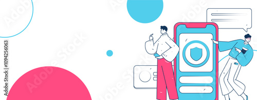 Virtual characters social communication concept business flat vector hand drawn illustration
