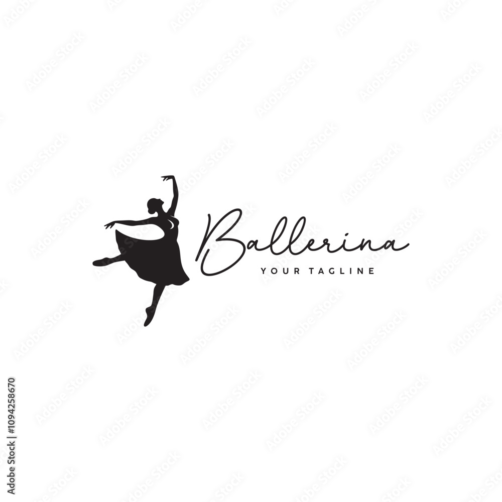elegant pose silhouette ballerina logo design vector illustration. ballet dance elegant pose silhouette ballerina logo design vector illustration. ballet dance