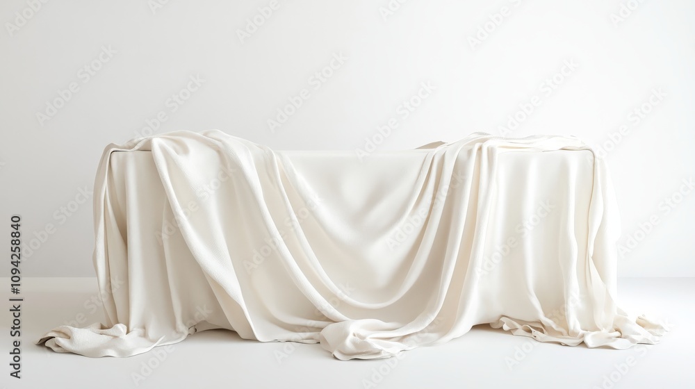 White Fabric Draped Over Rectangular Object White Fabric Draped Over Rectangular Object