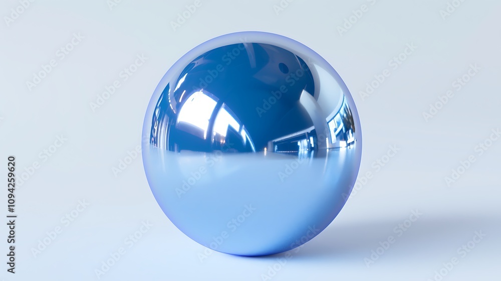A shiny blue ball with a reflective surface, displayed on a white background. A shiny blue ball with a reflective surface, displayed on a white background.